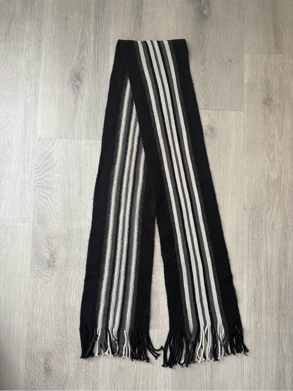 Dockers Black, Gray & Cream Striped Knit Scarf - Picture 2 of 2